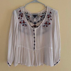 Kendall and Kylie Floral Embroidered Blouse